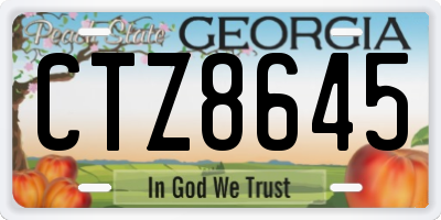 GA license plate CTZ8645