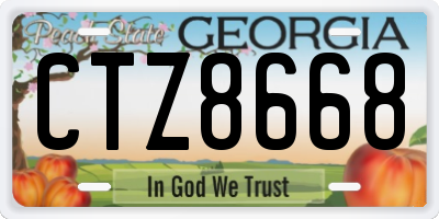 GA license plate CTZ8668