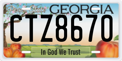 GA license plate CTZ8670