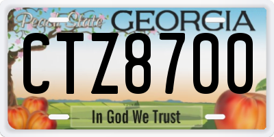 GA license plate CTZ8700