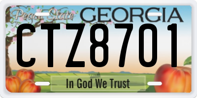 GA license plate CTZ8701