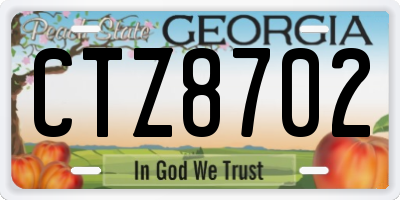 GA license plate CTZ8702