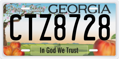 GA license plate CTZ8728