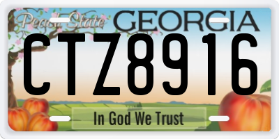 GA license plate CTZ8916