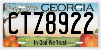 GA license plate CTZ8922