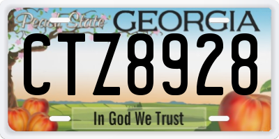 GA license plate CTZ8928