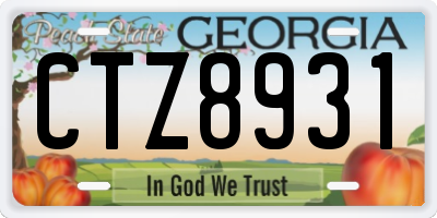 GA license plate CTZ8931