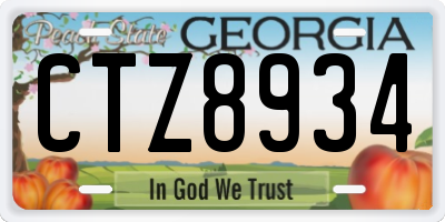 GA license plate CTZ8934