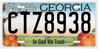 GA license plate CTZ8938