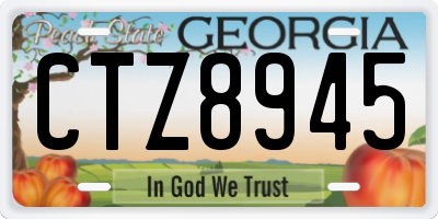 GA license plate CTZ8945