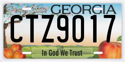 GA license plate CTZ9017