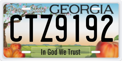 GA license plate CTZ9192