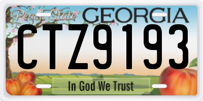 GA license plate CTZ9193