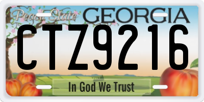 GA license plate CTZ9216