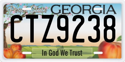 GA license plate CTZ9238