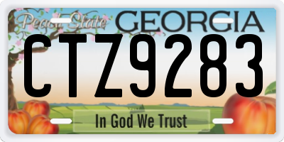 GA license plate CTZ9283