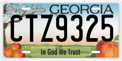 GA license plate CTZ9325