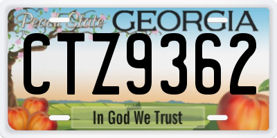GA license plate CTZ9362