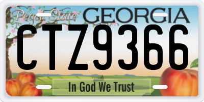 GA license plate CTZ9366