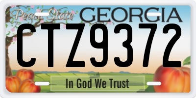 GA license plate CTZ9372