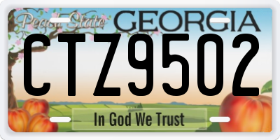 GA license plate CTZ9502