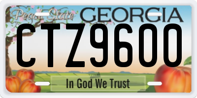 GA license plate CTZ9600
