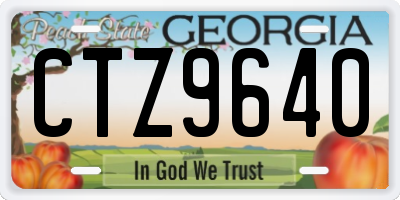 GA license plate CTZ9640