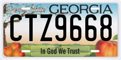 GA license plate CTZ9668