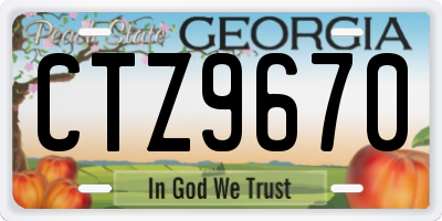 GA license plate CTZ9670