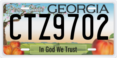 GA license plate CTZ9702