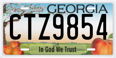 GA license plate CTZ9854