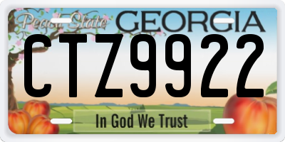 GA license plate CTZ9922
