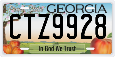 GA license plate CTZ9928