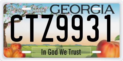 GA license plate CTZ9931