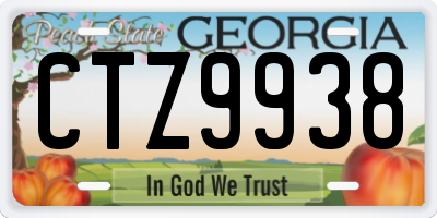 GA license plate CTZ9938