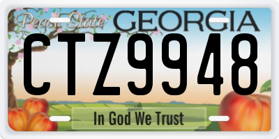 GA license plate CTZ9948