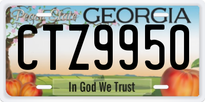 GA license plate CTZ9950