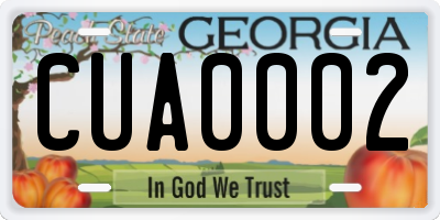 GA license plate CUA0002