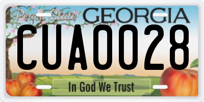 GA license plate CUA0028