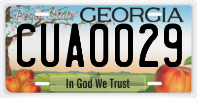 GA license plate CUA0029