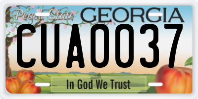 GA license plate CUA0037