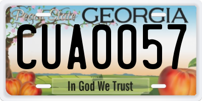 GA license plate CUA0057