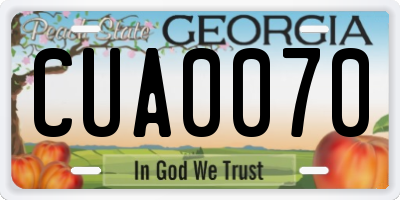 GA license plate CUA0070