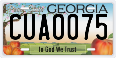 GA license plate CUA0075