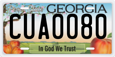 GA license plate CUA0080