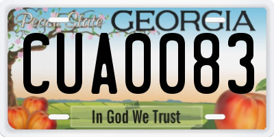 GA license plate CUA0083