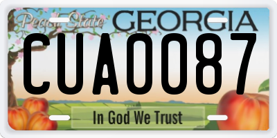 GA license plate CUA0087