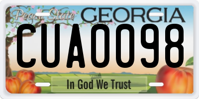 GA license plate CUA0098