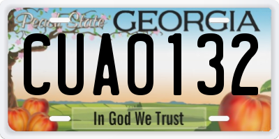 GA license plate CUA0132