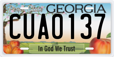 GA license plate CUA0137